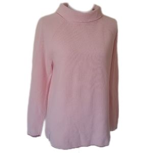 Talbots Pima Cotton Funnel Neck Sweater Pink Size Large